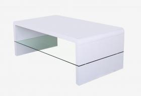 Vala High Gloss Coffee Table with Glass Shelf White