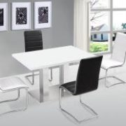 Walton Dining Set White with Stainless Steel Base 4 Chairs