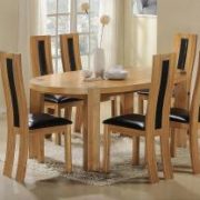 Zeus Oval Dining Set Oak 6 Chairs