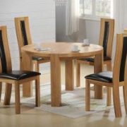Zeus Round Dining Set Oak 4 Chairs