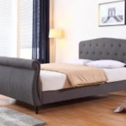 Marianna Linen Double Bed Dark Grey