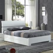 Widney White High Gloss Bed King Size with 4 Drawers